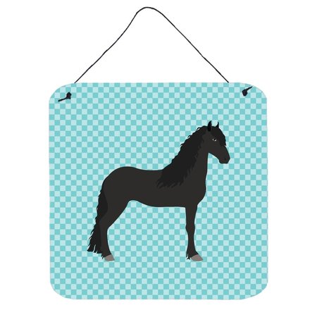 MICASA Friesian Horse Blue Check Wall or Door Hanging Prints, 6 x 6 in. MI234187